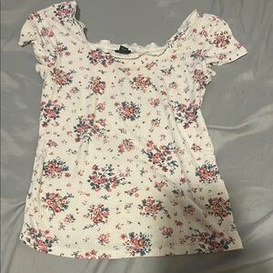 Art Class Cream and Pink Ruffled Blouse